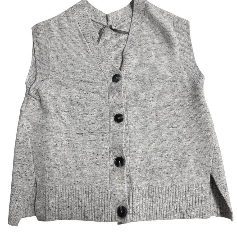anthropologie woman grey vest